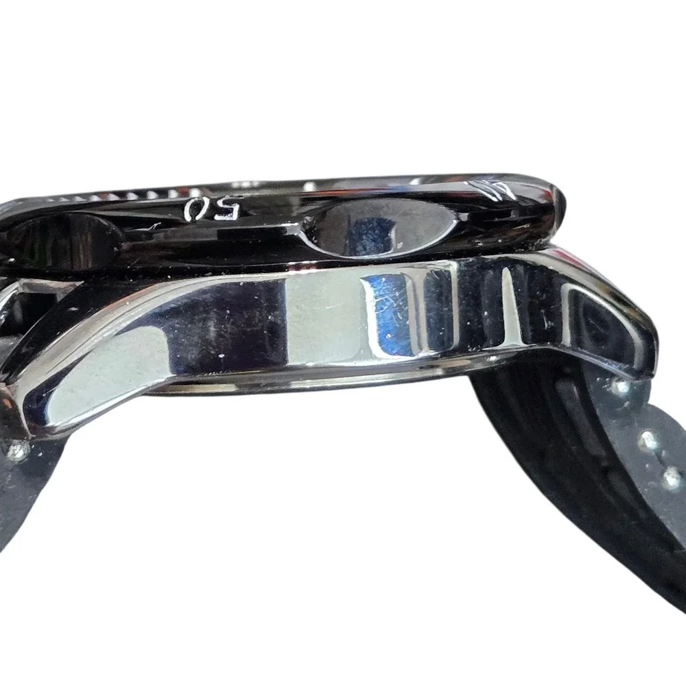 Lot of 2 LIGE Dream Quartz Chronograph Men's Watches w Black Silicon Bands VIDEO